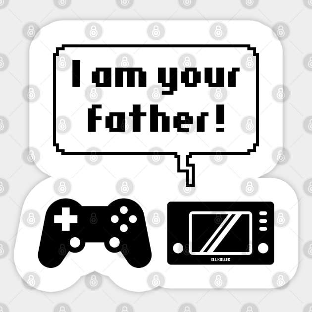 Controller Game Console Icons (I Am Your Father! / Black) Sticker by MrFaulbaum